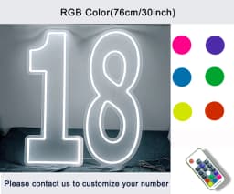 30inch Color-Changing Neon Sign Numbers - Free Standing & Hanging Option for Birthday Wedding Party Decor Lighting