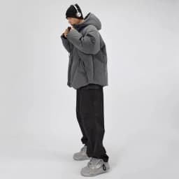 Winter Men Down Jacket New Thicken Solid Color Simple Versatile Male Coat Long Sleeve Hooded Sport Loose Casual Man Outerwear