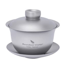 Boundless Voyage Double-Walled Titanium Teacup Chinese Traditional Tea Bowl 100ml Kung Fu Gaiwan Anti-Scalding Tea Set Ti3143D