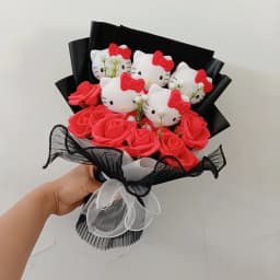 Genuine Hellokitty Kuromi Cinnamoroll Plush Dolls With Artificial Flowers Bouquets Christmas Valentine Graduation Birthday Gifts