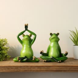 Meditation Gift Yoga Frog Figurines Lotus Pose Headstand Splits Prayer Pose Zen Animal Statue Bookshelf Decorations Shelf