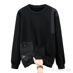 Extra-large spring autumn hoodie for men looseness round neck large size casual style patchwork design base shirt for overweight