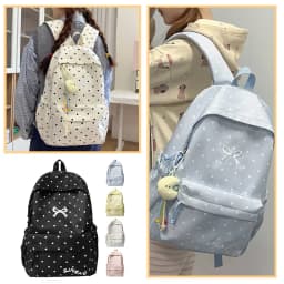 Korean Style Cute Polka Dot Backpack Nylon Women Large Capacity Campus Daypack