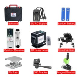 KaiTian Level Laser 360 Professional Green 3D 12 Lines Nivel Cross Horizontal Vertical Electronic Automatic Laser Level Receiver