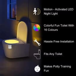 HOMEFISH Mini Kawaii Motion Sensor LED Night Light 16/8 Colors USB Rechargeable Stick-on Toilet Bathroom Lamp