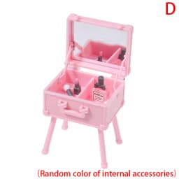1Set 1:12 Dollhouse Mini Vanity Cosmetic Case Lipstick Perfume Air Cushion Mirror With Holder Furniture Decor Play House Toys