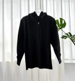 Miyake Women Pleated Hooded Top Drawstring Long Sleeve Loose Solid Color Vertical Pleat Blouse