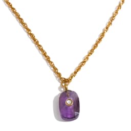 Yhpup New Arrivals Natural Stone Rectangle Triangle Necklace Pendant Exclusive