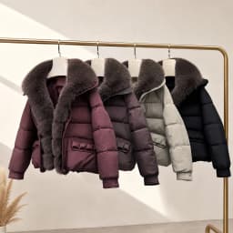 Winter New Solid Color Fur Collar Splicing Short Down Cotton Jacket Women's Thickened Long-sleeved Fashionable Versatile Coat