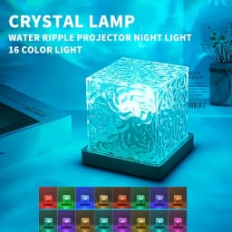 Water Wave Lamp Galaxy Projector Light 16 Colors Dynamic Rotating Dynamic Flame Crystal Lamp Remote Control RGB Dimmable Decor