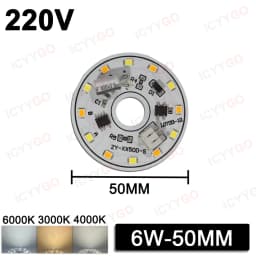 6W 8W 12W 24W 36W 48W LED Chip 220V Driver-Free Three-Color Aisle PCB Light Source Accessories Round LED Light Panel