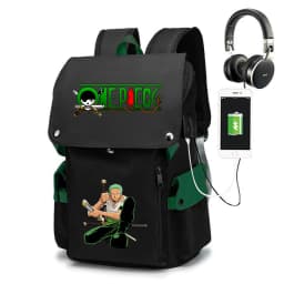 One Piece Zoro Print School Backpack Large Capacity Casual Daypack Travel Bag for Kids Teens