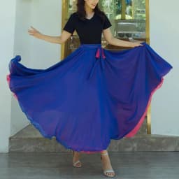 Both Sides Can Wear Dance Skirt Women Double Chiffon Skirts Elastic Waist Lace-up Maxi Skirts Elegant Female Big-hem Skirts 2026