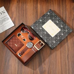 New Men Gift Set with Box Watch Keychain Sunglasses Belt and Wallet Set for Men Father's Day Gift Set Box for Boyfriend Husband