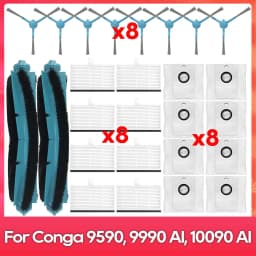 Fit For ( Conga 9590 / 9990 / 10090 AI Spin Revolution Ultra Power Home ) Main Side Brush Filter Mop Dust Bag Part Accessory