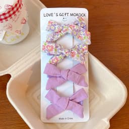 2026 4PCS/Set Kids Hair Clips Gingham Floral Bow Hair Barrettes No Hurt Hair Non Slip Soft Fabric Toddler Girls Accessories Gift