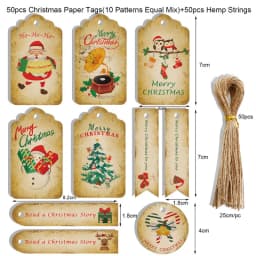 50pcs Merry Christmas Kraft Paper Tags DIY Gift Wrapping Decor Gift Card Xmas tree Hanging Label Christmas new year party favors