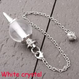 Reiki Healing Chakra Pendulum Pendants Lucky Crystal Quartz Stone Pendulum Pendant With Silvery Ball Chain Hypnosis For Necklace
