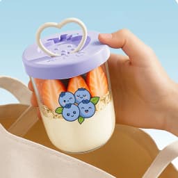 WORTHBUY Portable Oat Container Double-Layer Drain Fruit Cup Reusable Leak Proof Plastic Salad Cup Breakfast Cup With Fork&Handl