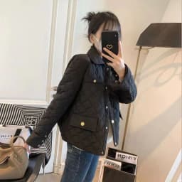 Down Cotton Jacket Women's 2025 Autumn Winter New Light And Thin European High-End sense Niche Rhombus Down Cotton Jacket Parka