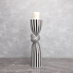 Black and White Striped Twisted Rope Knot Single Candle Holder, Resin, Dining Table Wedding Center Decoration, Modern Decoration