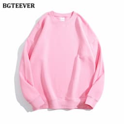 BGTEEVER Casual O-neck Loose Women Pullovers Spring Autumn Long Sleeve Basic Cotton Sweatshirts for Women