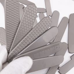 New Checkered Pattern 91mm Swiss Knife Handle Patch, Modified Titanium Alloy TC4 Handle Patch for 91mm Swiss Knife Handle Making