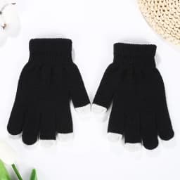 Autumn And Winter Men's Women's Touch Screen Cold-proof Warm Finger Gloves Korean Version All-match Cycling Knitted Wool Gloves
