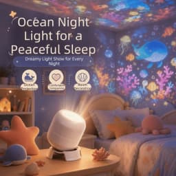 360 Degree Rotating Dreamy Ocean Projector Ocean World Flexible Neck Party Ambient Light Ocean-Themed Snowflake Projector Lamp