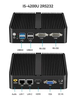 Intel Core I3-5005U Mini PC Barebone Dual LAN 2xRS232/485 4xUSB Support WiFi Linux Computer for Industrial Windows10Pro Ready