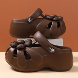 2026 New Women Platform Clogs with Flower Decor,EVA Thick Sole Wedge Sandals Non-slip Breathable Garden Shoes Summer Beach Shoes
