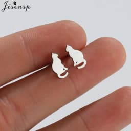 Cartoon Animal Earings Multiple Stainless Steel Cat Stud Earring for Women Girls Small Dog Paw Ear Studs Funny Jewelry Oorbellen