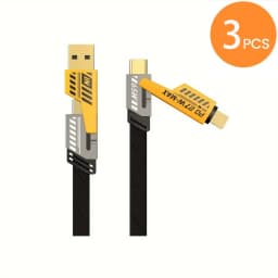 65W 4-in-1 Fast Charging PD QC Mecha Cable USB C Multi-Port Quick Charge Wire for Android iPhone