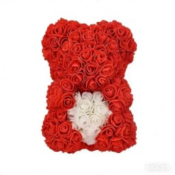 25cm Artificial Rose Teddy Bear with Gift Box, Romantic Valentine's Day Gift for Women, Ideal for Anniversary & Wedding