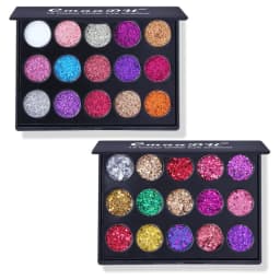CmaaDu 15 Colors Gold Scallion Powder Diamond Glitter Eyeshadow Tray Shimmering Dazzling Universal Waterproof Easy to Color