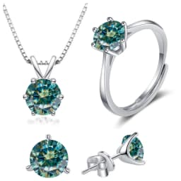 4CT 925 Sterling Silver Jewelry Set VVS1 Full Moissanite Pendant Necklace Ring Earrings for Women Fashion Dating Accessories
