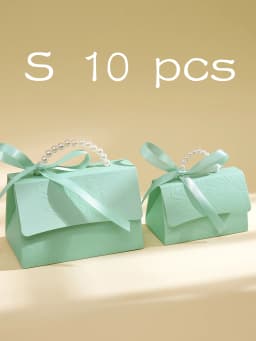 10-Pack of Stylish Embossed Gift Boxes, Available in Various Colors, with Satin Ribbon and Faux Pearl Handles, Embossed Floral Candy Boxes, Suitable for Various Occasions Mother's Day, Father's Day, Graduation Season, Wedding, Halloween, Christmas, Birthday Mini Packaging Bags