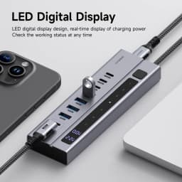 Hagibis USB C HUB Type-C Docking Station Individual On/Off Switches With LED Display 10Gbps USB C Splitter for Macbook Pro Air