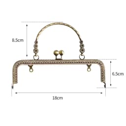 10PCS 18cm Metal Purse Frame Square Embressed Antique Bronze Lace Coin Purse Frame Kiss Clasp Accessory
