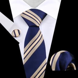 Business Tie For Men Set Necktie Cufflink Classic Handkerchief Suit For Wedding High Quality Stripe Tie Set Formal Gravata Gift
