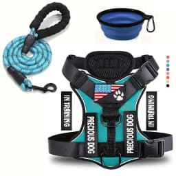 Service Dog Harness & Leash Set with 1pc Folding Bowl Reflective Adjustable Dog Vest Harness Soft Oxford Pet Harness For Small M