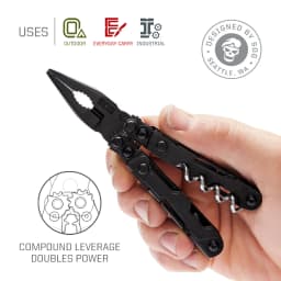 SOG PowerLitre 19 Functions Compact Multitool EDC 5 Inch Lightweight Stainless Steel Multifunctional Pliers W/ Folding Knife Wire Cutter Magnetic Bit Holder Corkscrew For Survival Hiking Home DIY Outdoor Emergency Repair Portable Hand Tools W/ Pocket Clip