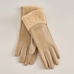 Winter Thickened Fleece Lined PU Leather Suede Gloves Women Outdoor Cycling Drive Windproof Touch Screen Keep Warm Gloves