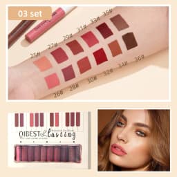QIBEST 12 Colors Matte Liquid Lipstick Sets Lip Gloss Waterproof Long Lasting Sexy Red White Black Nude Lipgloss Makeup Sets