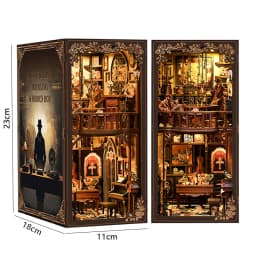 Zuuton DIY Wooden Book Nook Shelf Insert Kit Japanese Alley Miniature Model with LED Light 3D Puzzle Bookend Creative Gift Home