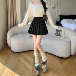 Women's 2025 New Collection Suede A-Line Skirts High Waisted Pleated Mini Flared Skirt for Autumn Winter, Casual Short Skirt