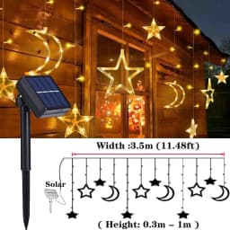 Star Moon Solar Battery String Lights 8Mode Outdoor Christmas Garland LED Fairy Light for Ramadan Festoon Wedding New Year Decor