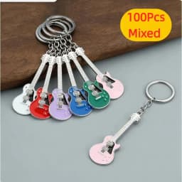 10-100Pcs Creative Musical Instrument Pendant Event Gift Bag Pendant Metal Lacquer Guitar Keychain