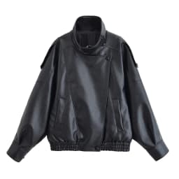 Women's Jacket 2026 Autunm New Black Long Sleeve Pebble Faux Leather Jacket Motorcycle Style Personality Fashion