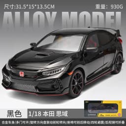1:18 Honda Civic Type R Alloy Car Model Slide Multi-door Light Toy Ornament Diecast Alloy Car Model Collectible Gift